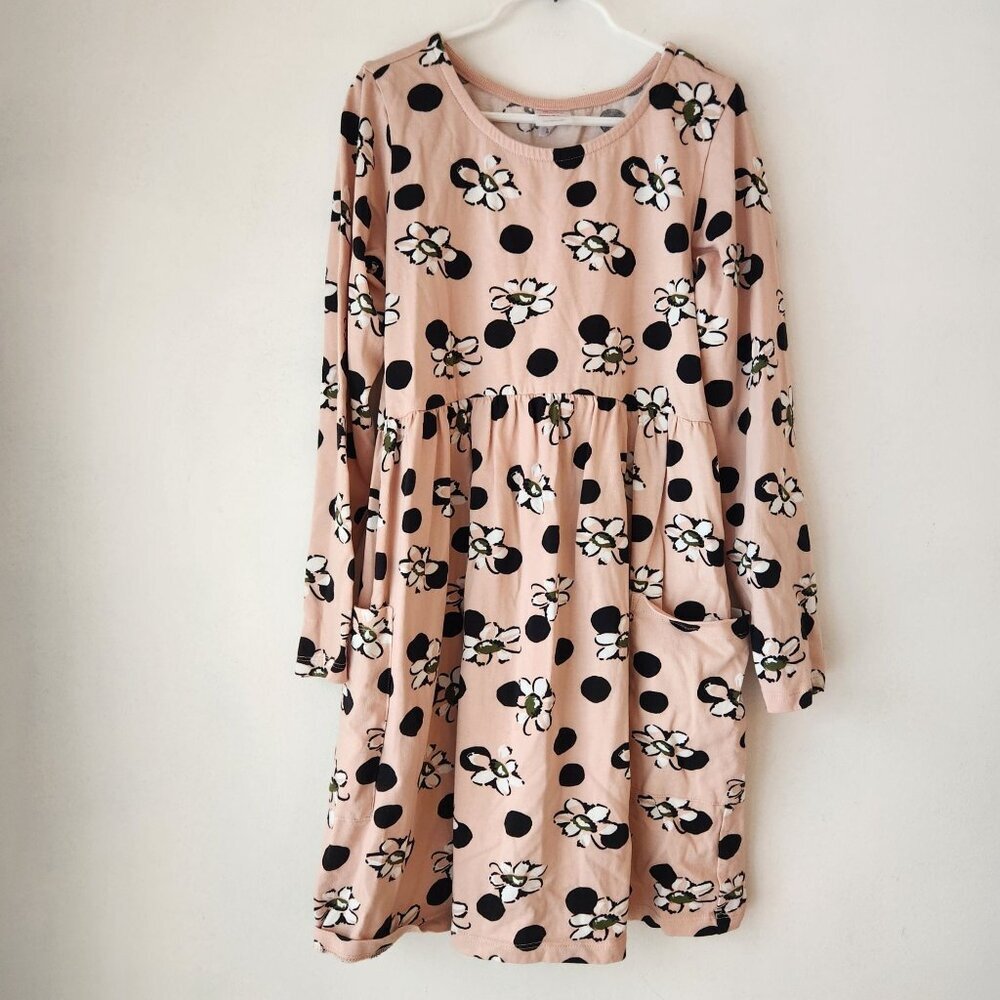Hanna Andersson Pink Floral Stretch Summer Dress Pockets Youth Girls 10 (140cm)